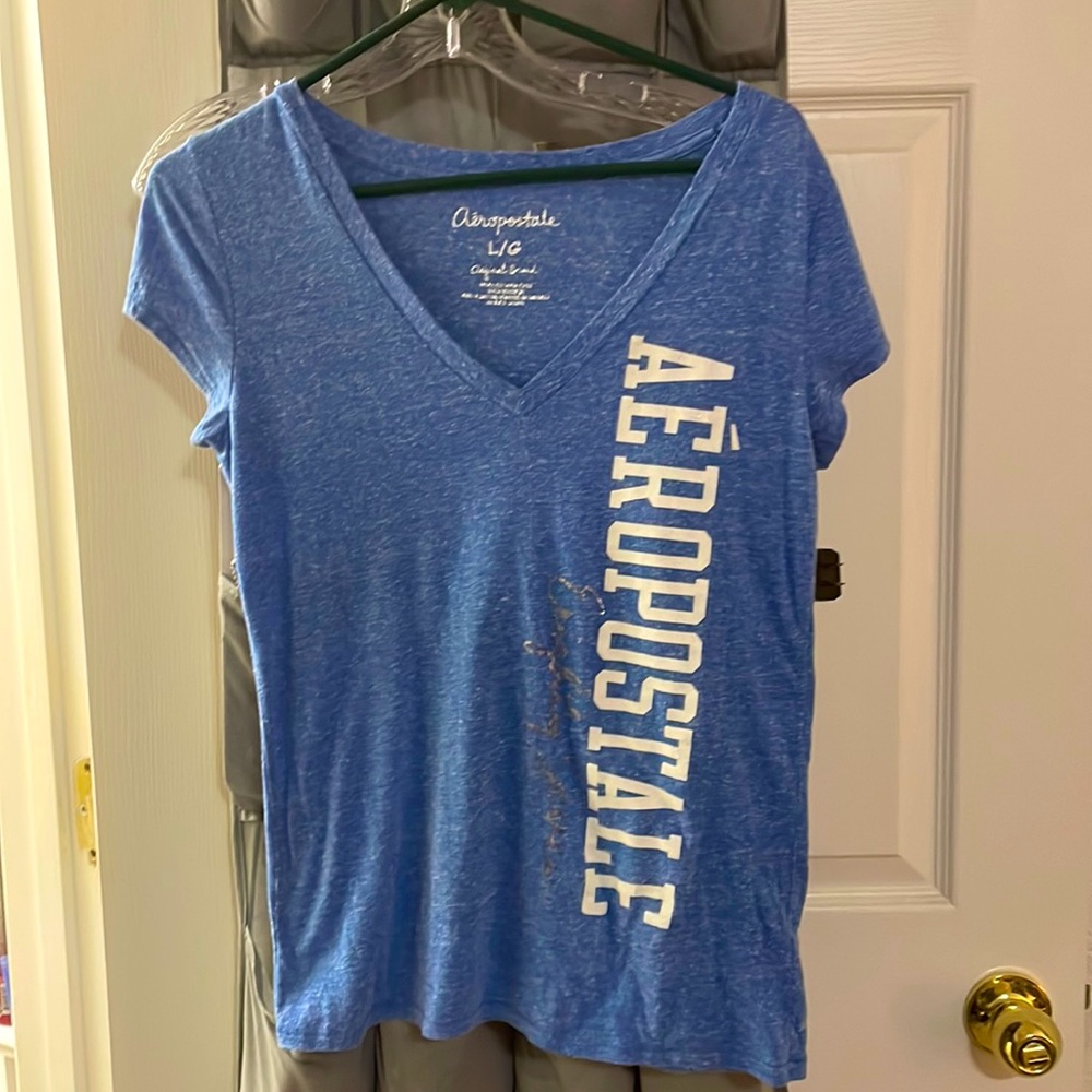 Blue Aeropostale short sleeve shirt and size large in used condition